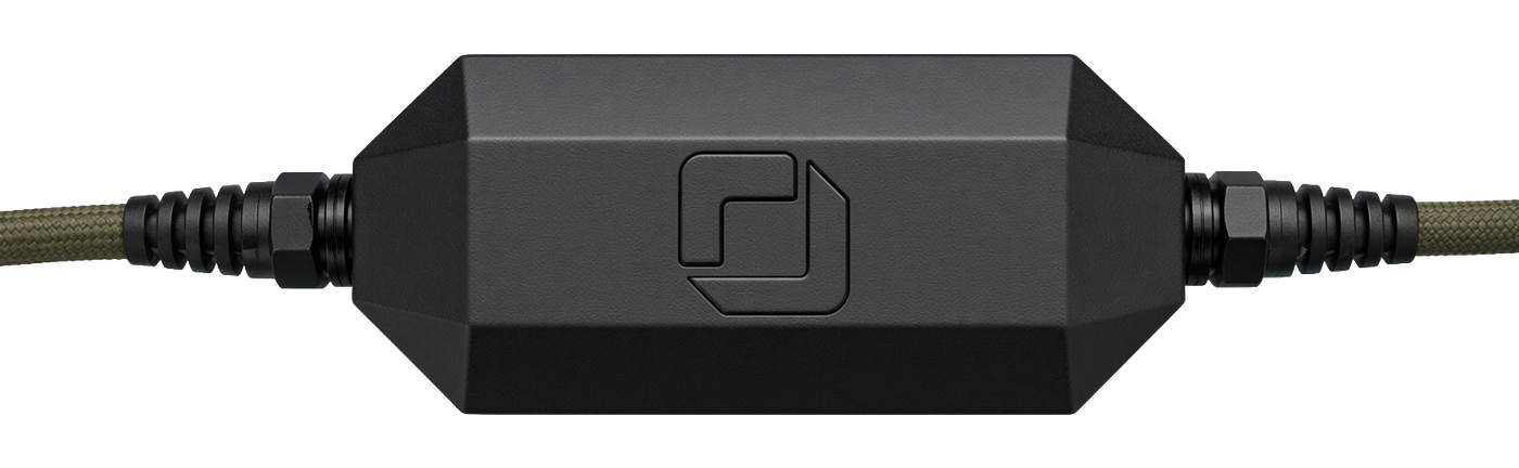 Blackwire IVPM profile view — sealed housing with captive connectors at each end
